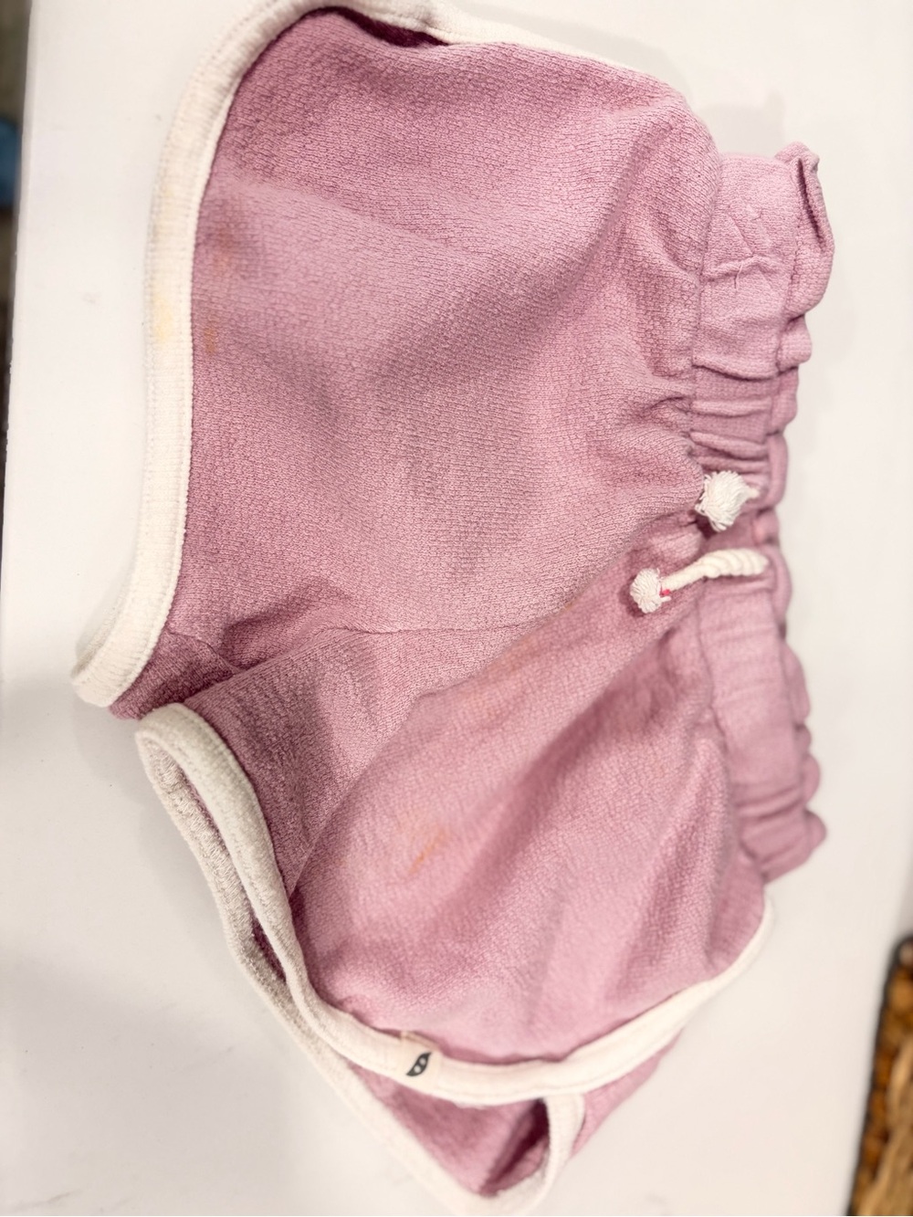 Light Pink Terry Shorts with White Trim